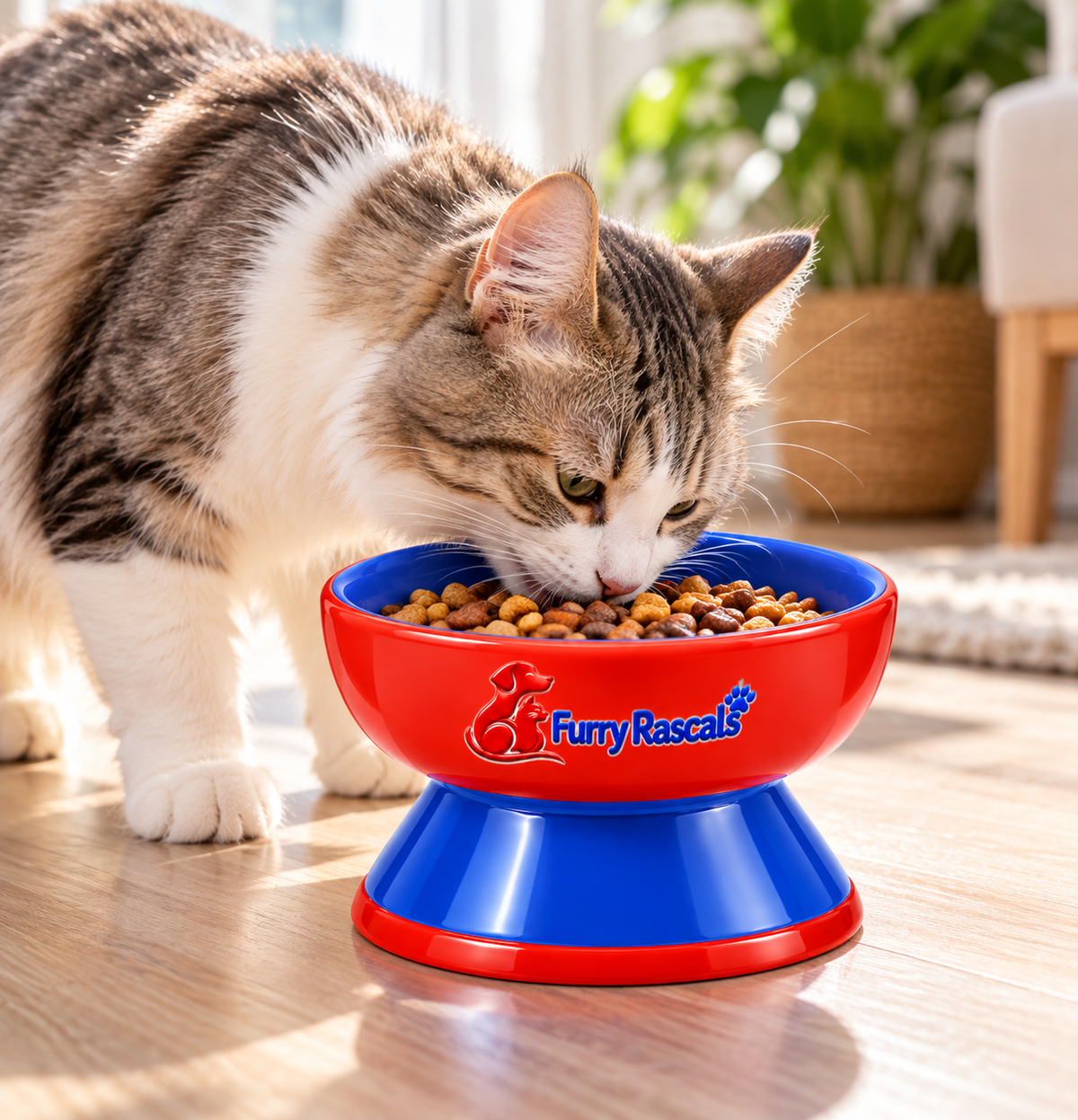 Non-Slip Elevated Ceramic Feeding Bowl for Cats