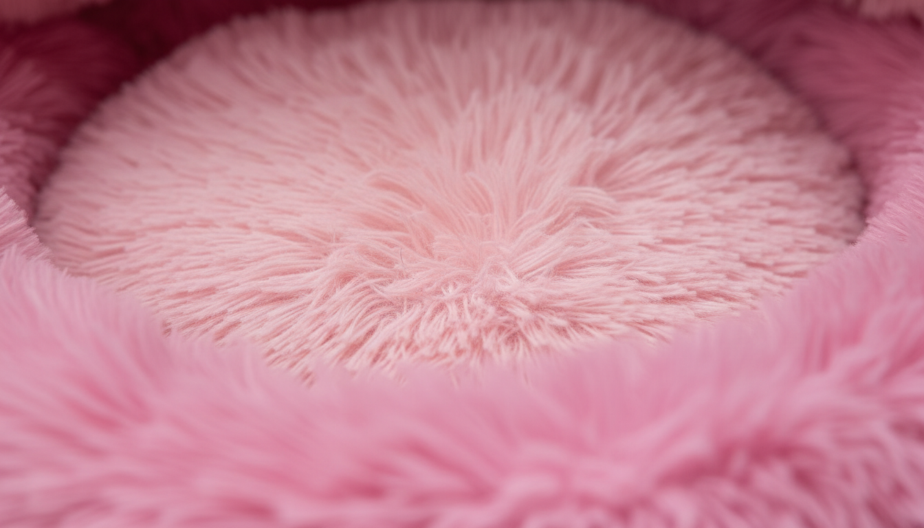 Soft Pink Plush Pet Bed Featuring Fluffy Interior and Cute Ears - Image 2