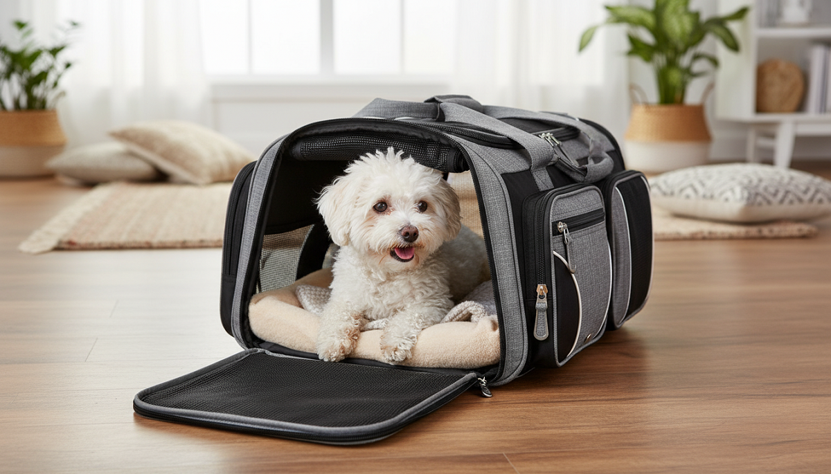 Soft-Sided Expandable Pet Carrier, Airline Approved Travel Bag, Medium Grey - Image 2