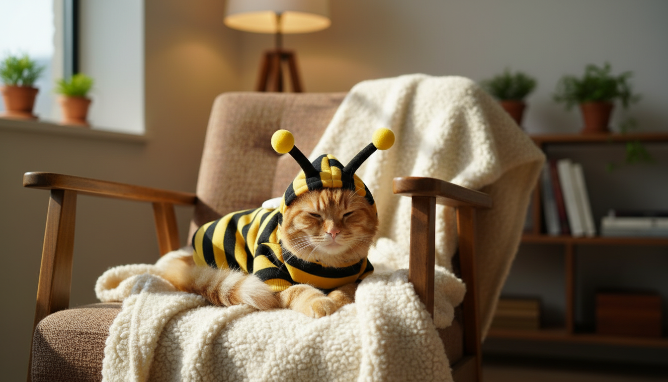 Cute Bee Design Pet Hoodie, Soft Winter Wear for Dogs & Cats - Image 4