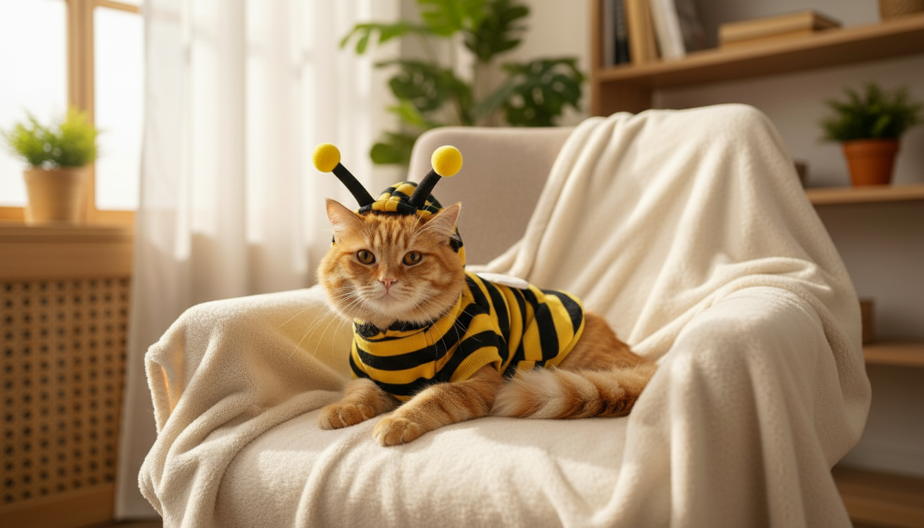 Cute Bee Design Pet Hoodie, Soft Winter Wear for Dogs & Cats - Image 5