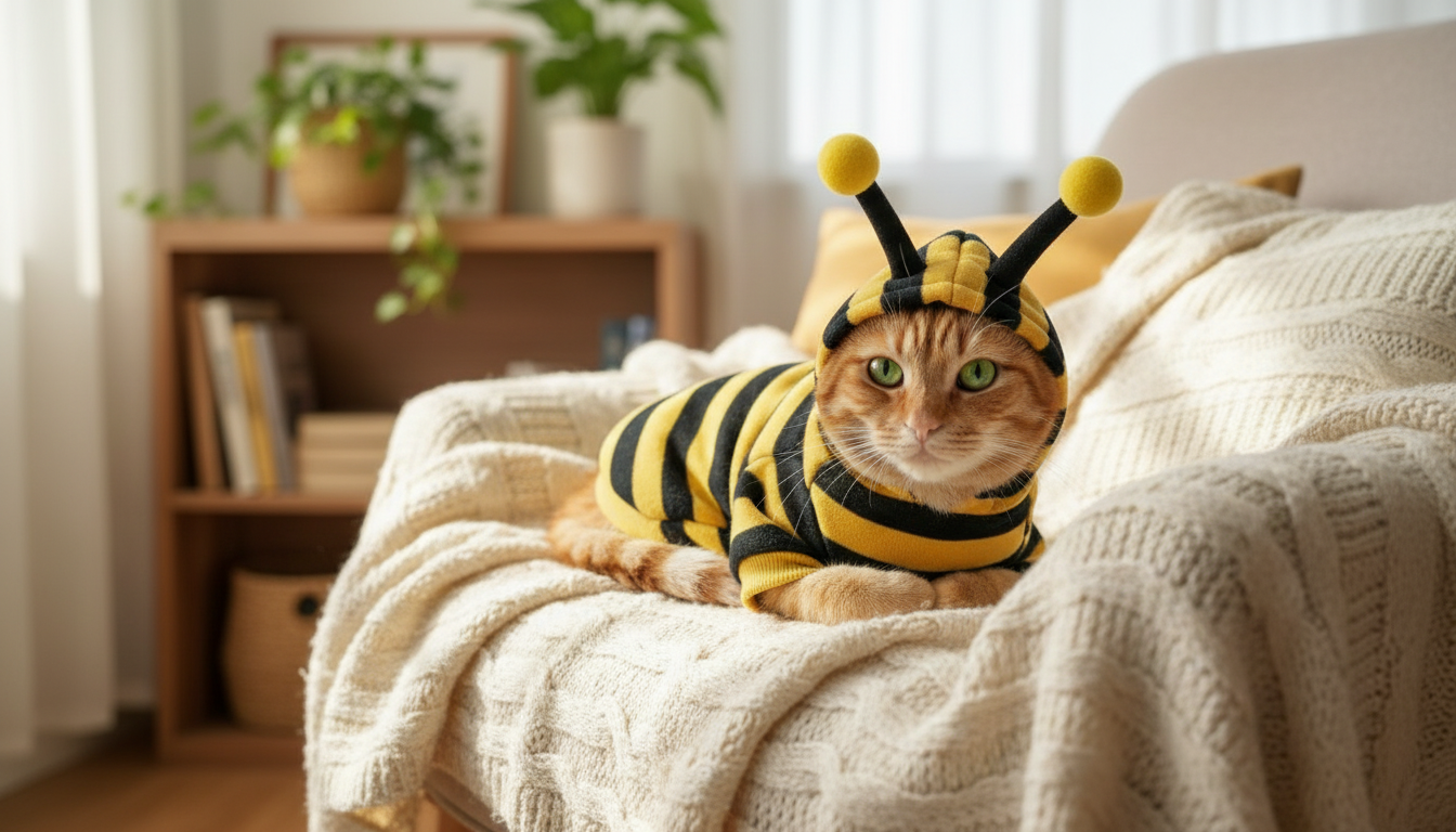 Cute Bee Design Pet Hoodie, Soft Winter Wear for Dogs & Cats - Image 6