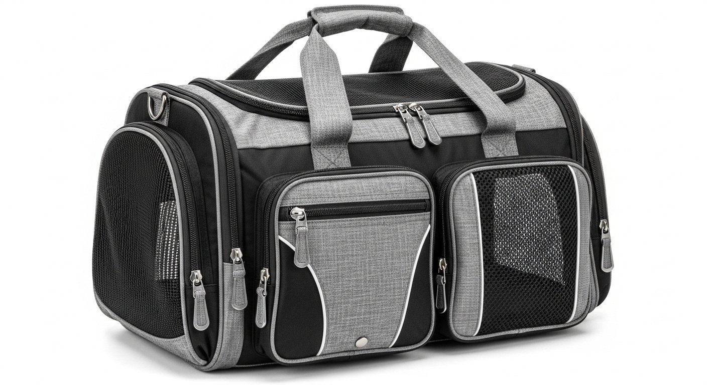 Soft-Sided Expandable Pet Carrier, Airline Approved Travel Bag, Medium Grey