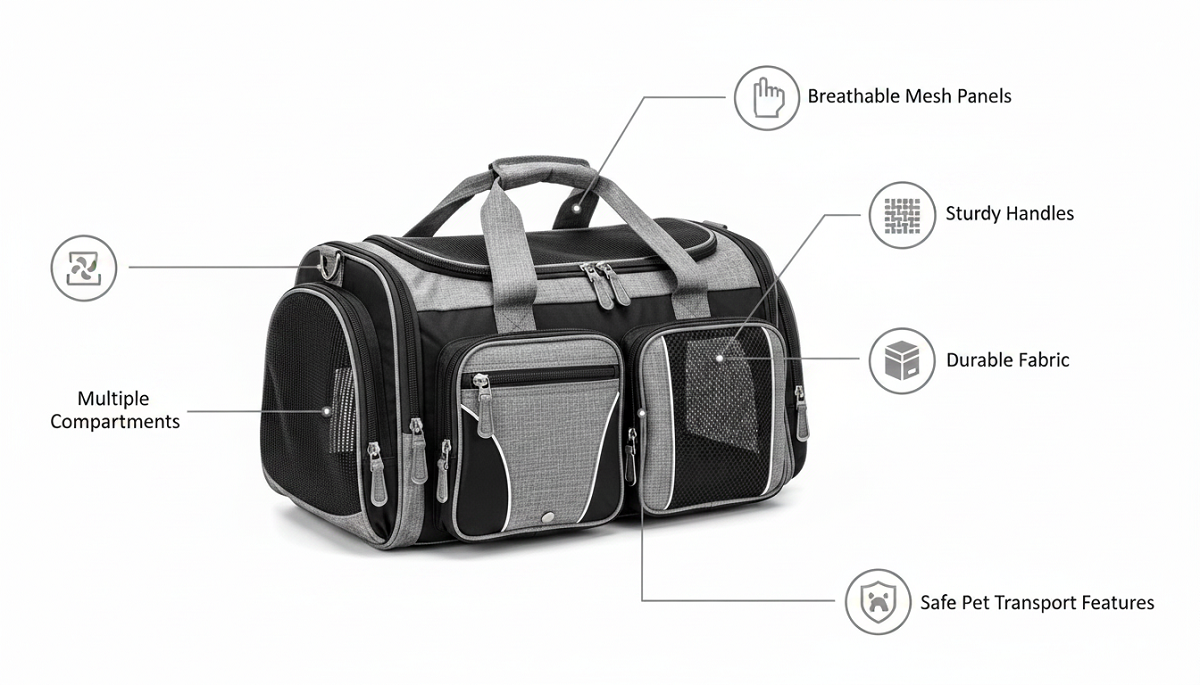Soft-Sided Expandable Pet Carrier, Airline Approved Travel Bag, Medium Grey - Image 8