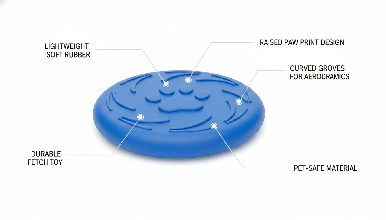 Soft Rubber Dog Frisbee, Durable Lightweight Flying Disc, Blue - Image 6