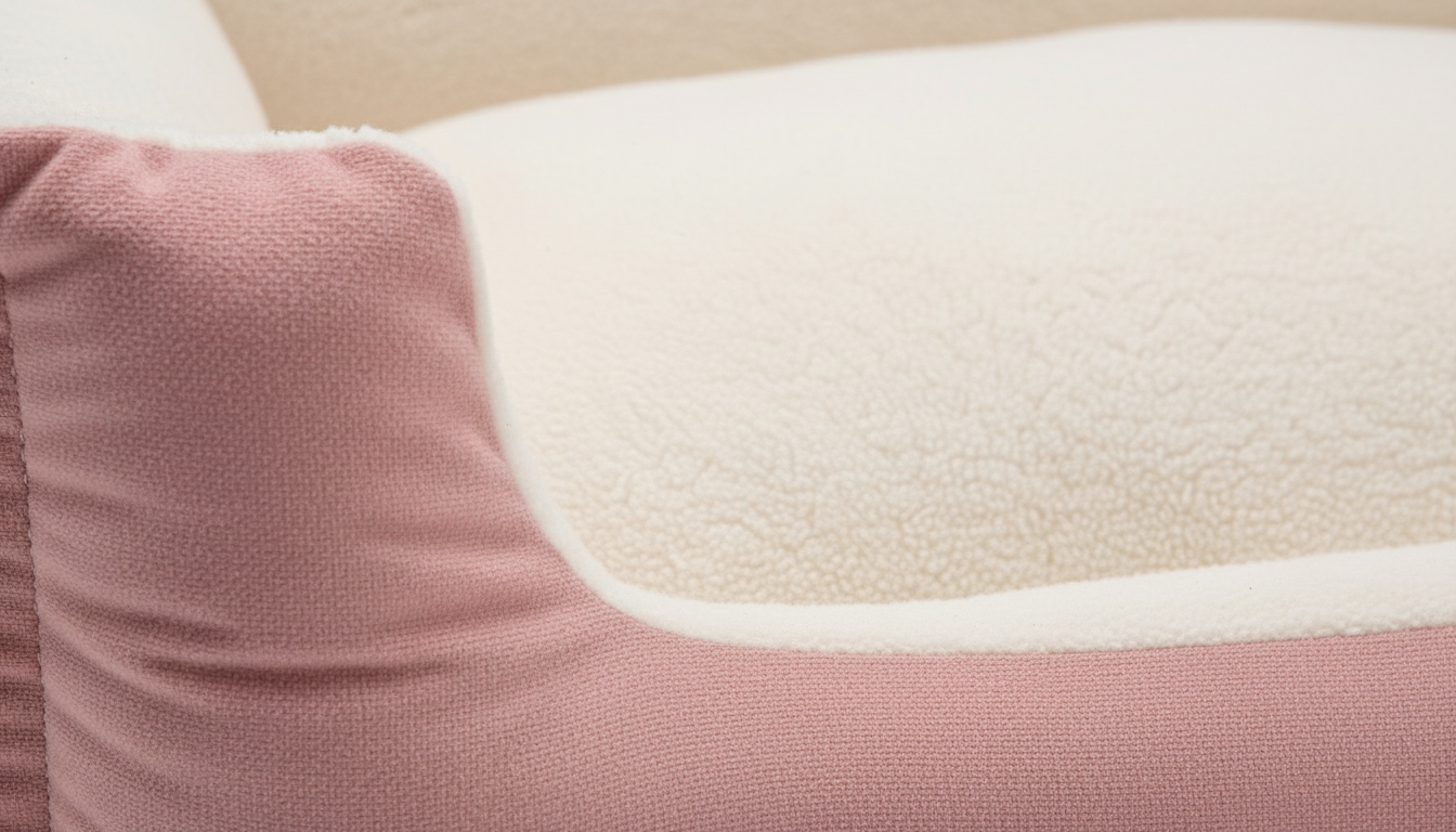 Soft Pink & White Dog Bed with Plush Cushioned Design - Image 4
