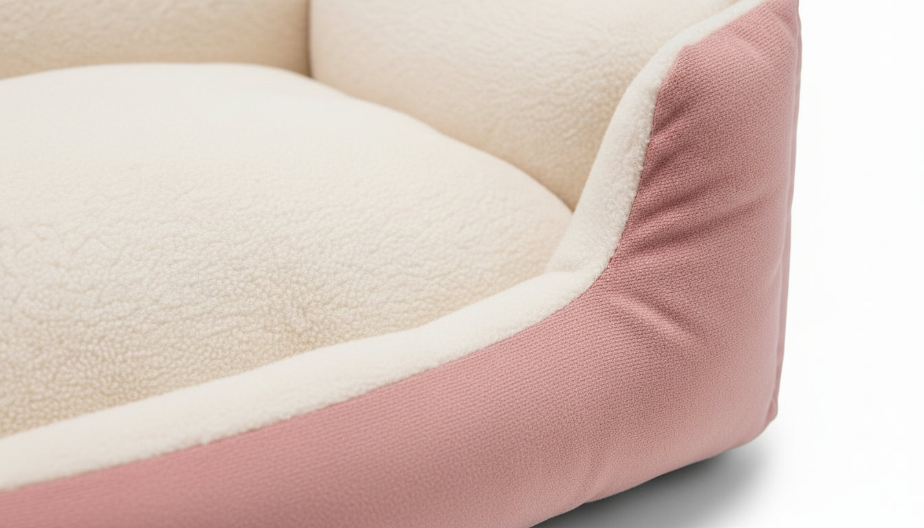 Soft Pink & White Dog Bed with Plush Cushioned Design - Image 3