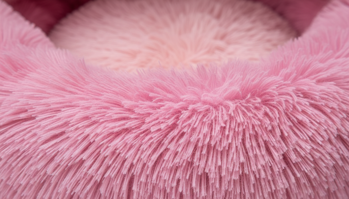 Soft Pink Plush Pet Bed Featuring Fluffy Interior and Cute Ears - Image 4