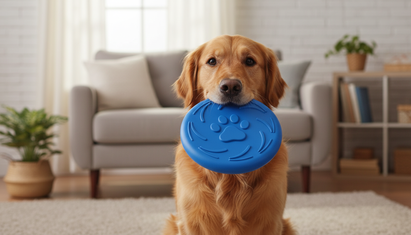 Soft Rubber Dog Frisbee, Durable Lightweight Flying Disc, Blue - Image 4