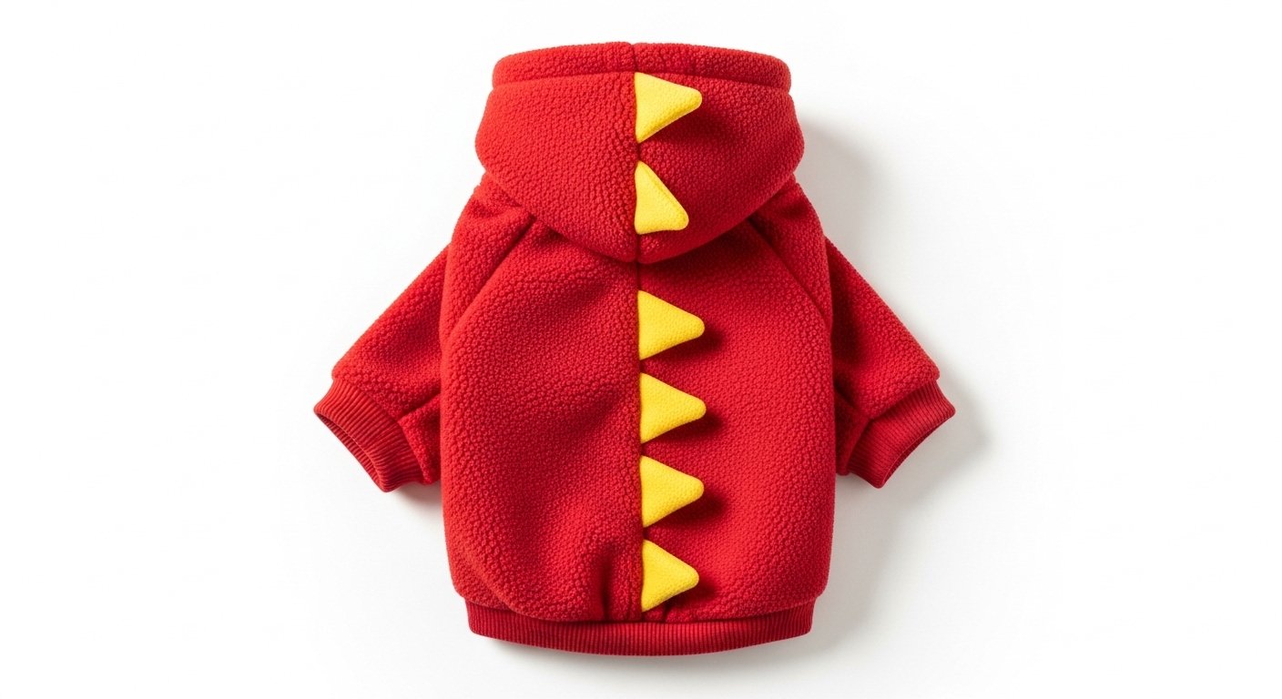 Warm Fleece Dog Hoodie with Dinosaur Design for Small Dogs